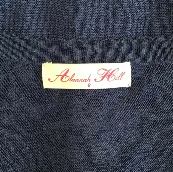 ALANNAH HILL Maybe Baby Blue Sparkly Bow Button Cardi Cropped Cardigan RRP$169 - Picture 5 of 8